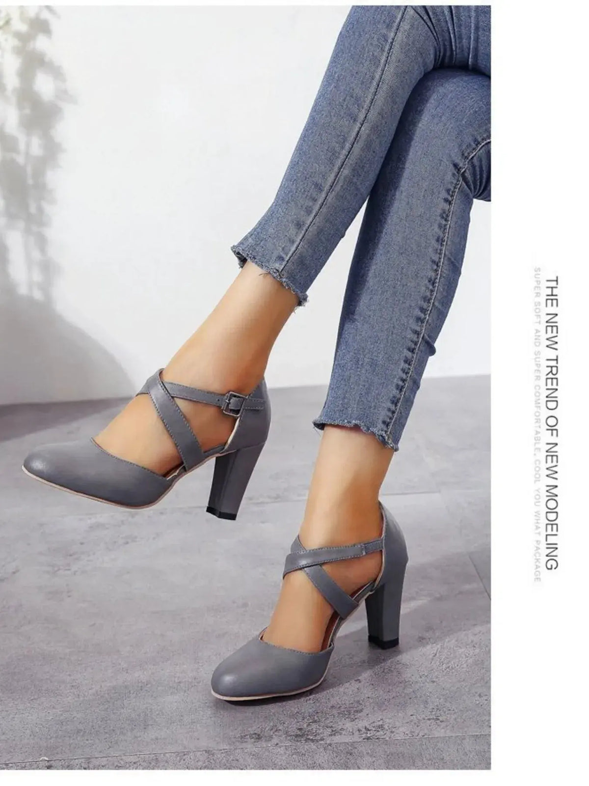 Cross-Strap Block Heel Pumps by Partner Label