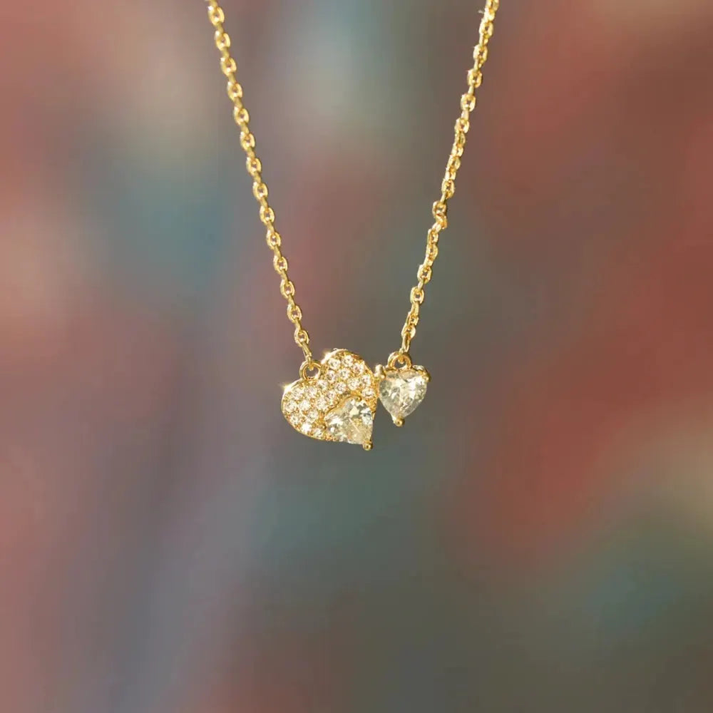 18K Gold-Plated 925 Sterling Silver Zircon Heart Necklace by Partner Label