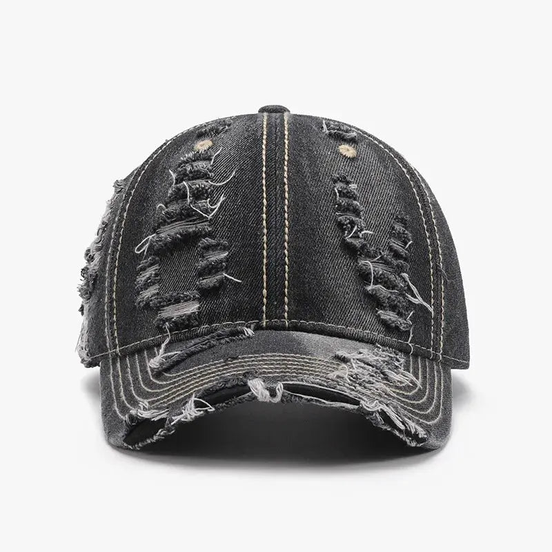Distressed Adjustable Cotton Baseball Cap by Partner Label