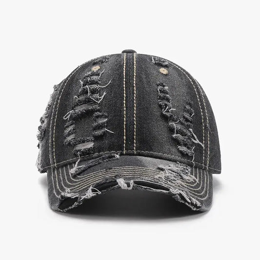 Distressed Adjustable Cotton Baseball Cap by Partner Label