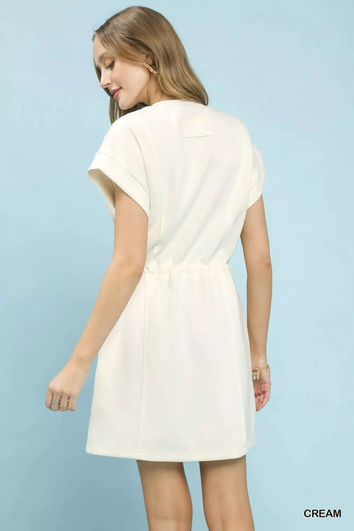 Umgee Knit Zip Front Drawstring Dress by Umgee
