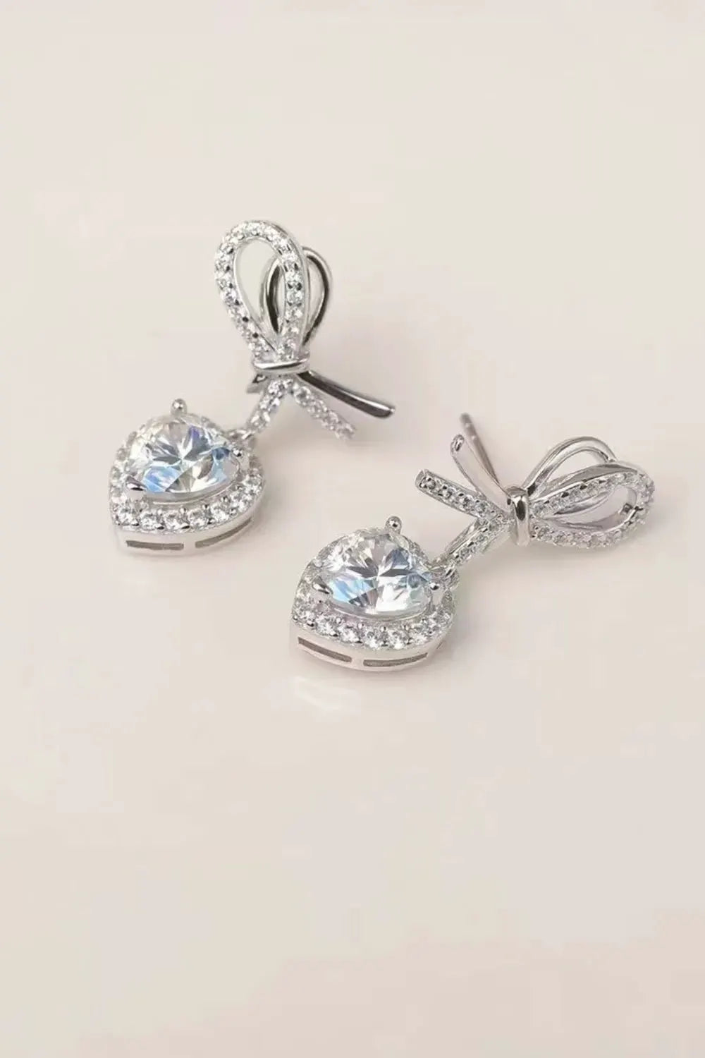 2 Carat Moissanite 925 Sterling Silver Heart Earrings by Partner Label