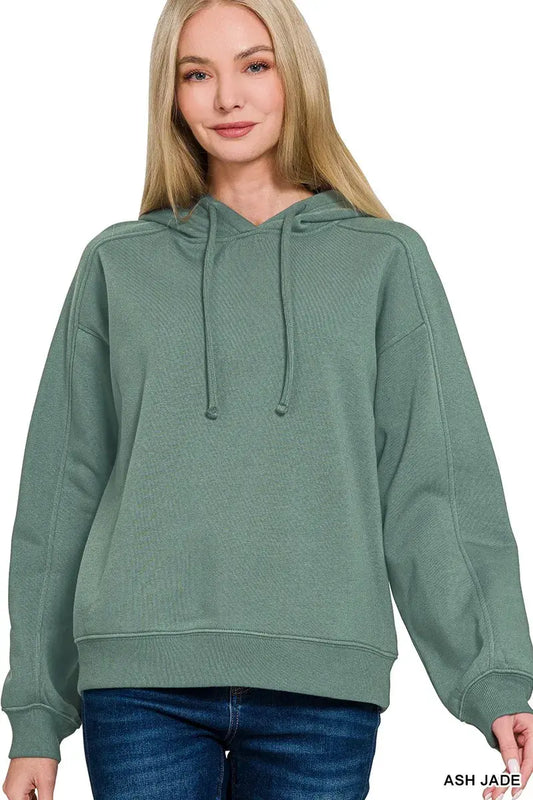 Zenana Drawstring Relaxed Fit Fleece Hoodie by Zenana