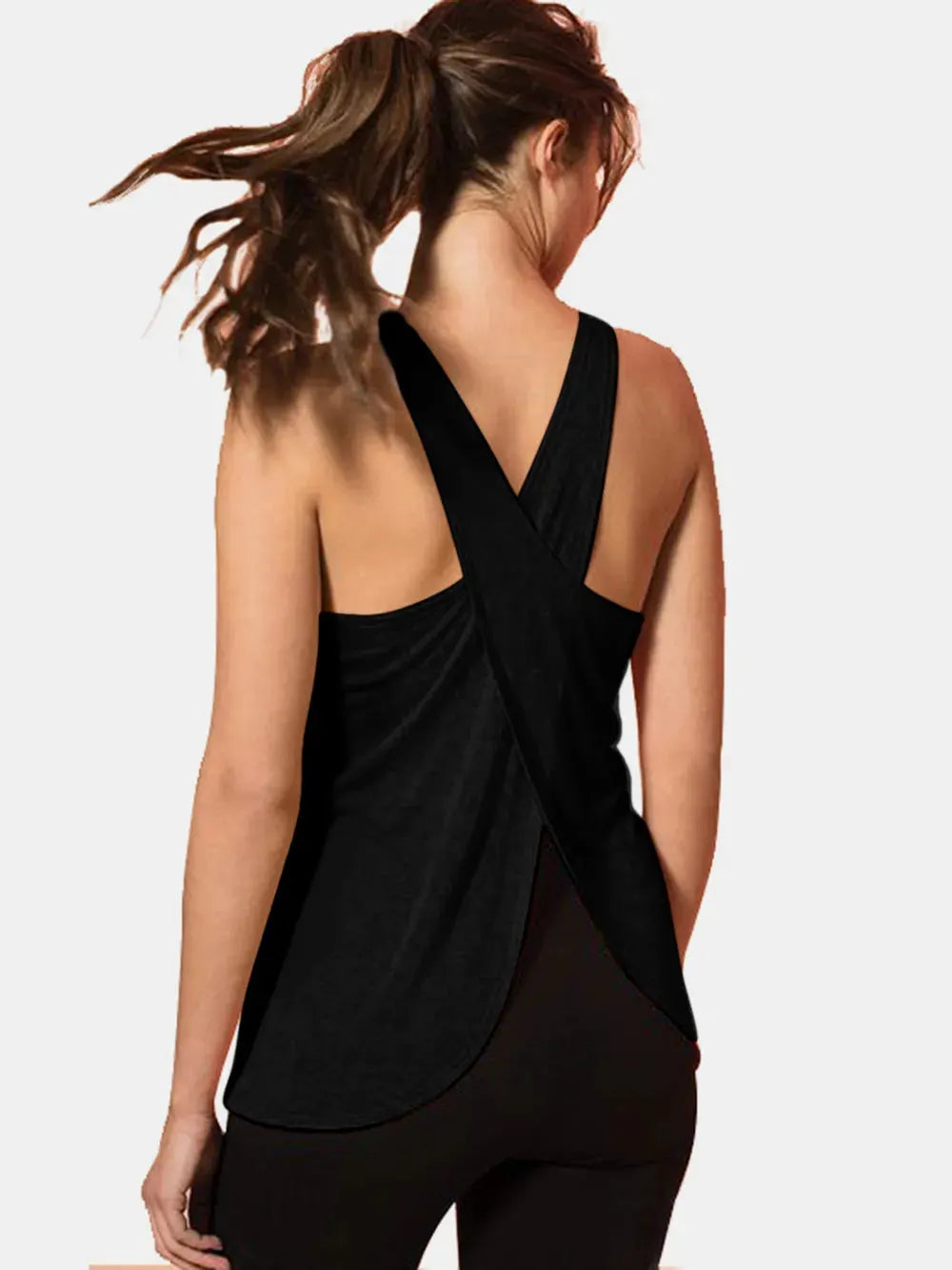 Crisscross Scoop Neck Active Tank by Partner Label