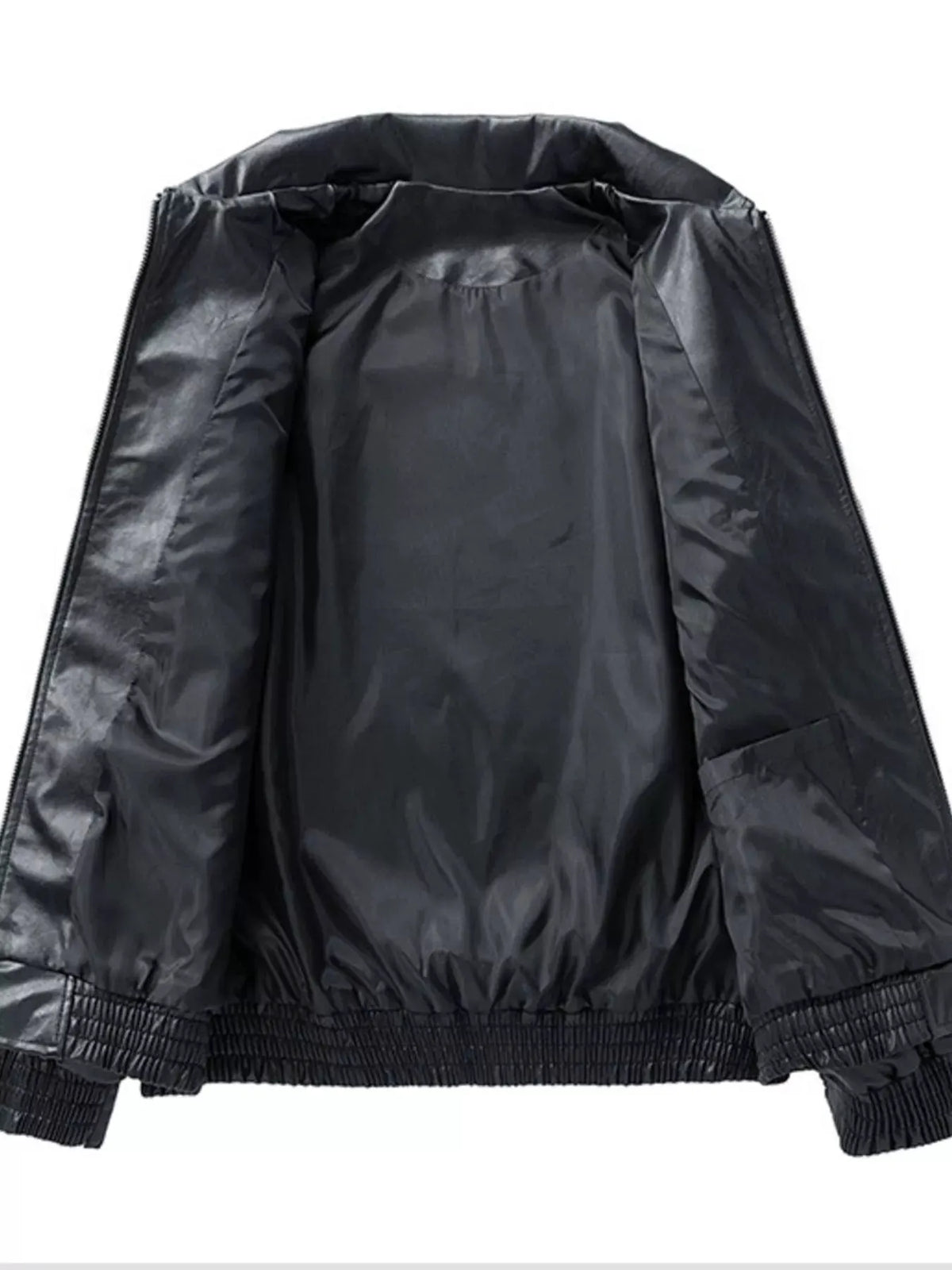 Men's Plus Size Zip Up Leather Jacket by Trendsi