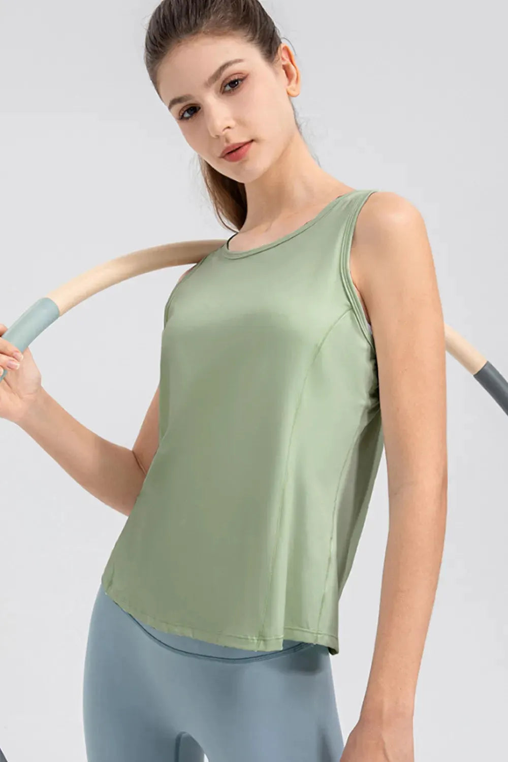 Wide Strap Round Neck Active Tank by Partner Label