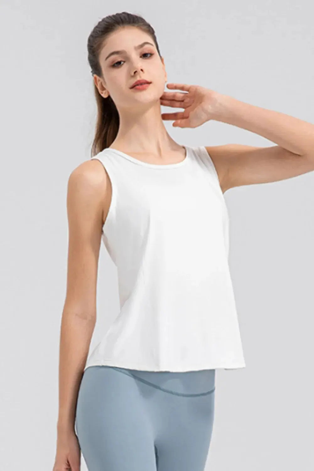 Wide Strap Round Neck Active Tank by Partner Label