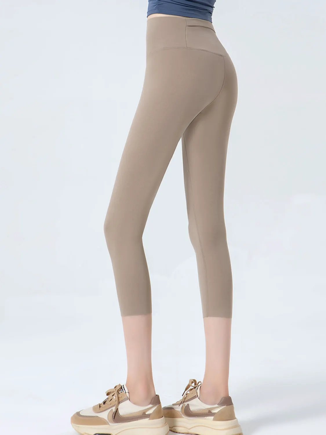 Wide Waistband Cropped Sports Leggings by Partner Label