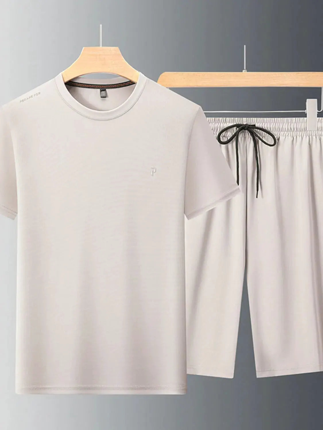 Men's Plus Size Round Neck Short Sleeve Top and Shorts Set by Trendsi