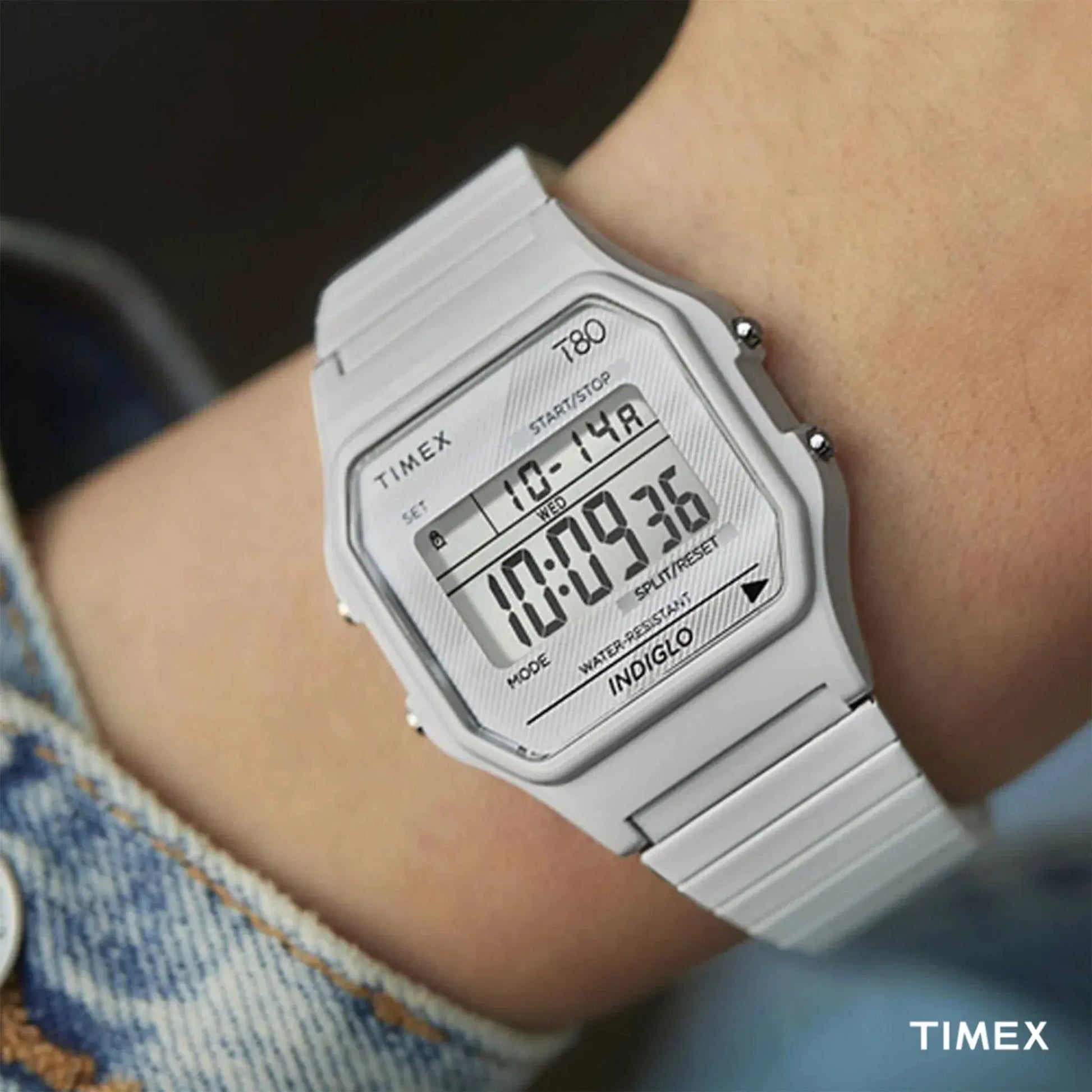 Timex Unisex White Stainless Steel & Resin Digital Watch | Tw2u93700 by TIMEX