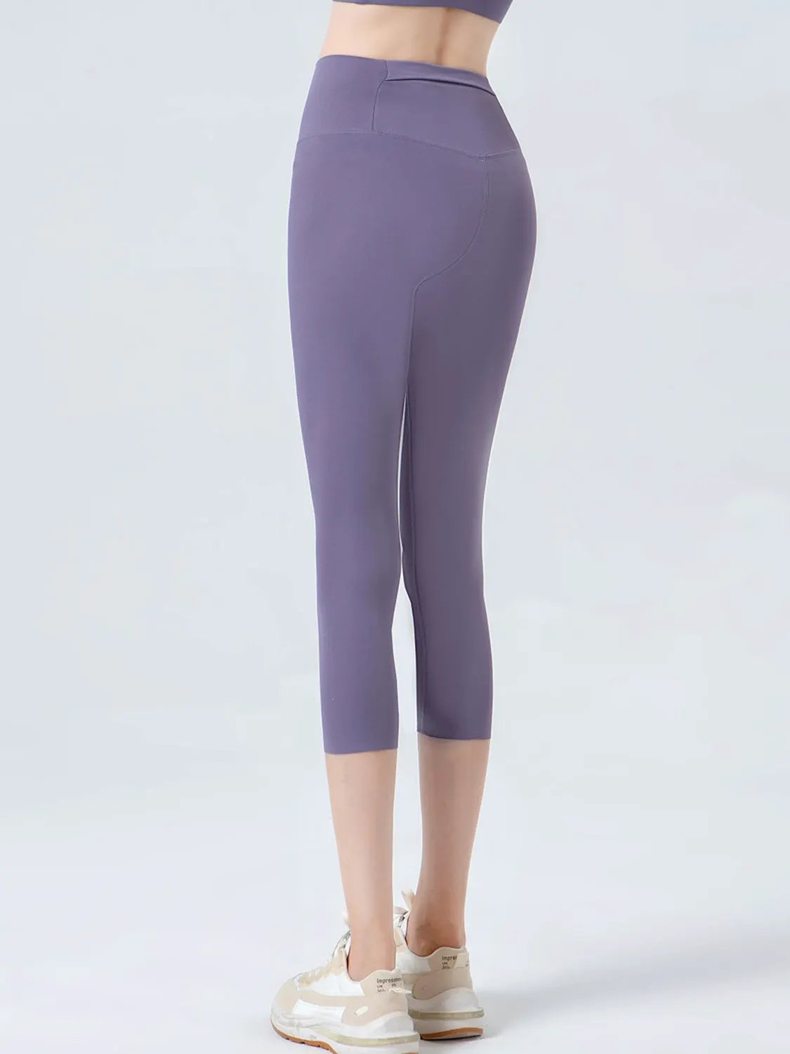 Wide Waistband Cropped Sports Leggings by Partner Label