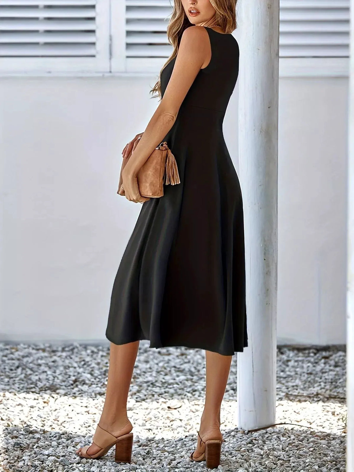 Sleeveless A-Line Midi Dress by Partner Label