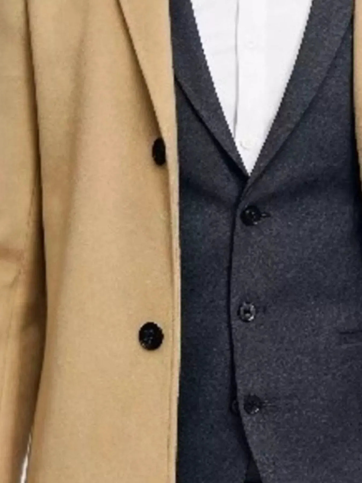 Men's Plus Size Slim-Fit Lapel Collar Overcoat by Trendsi