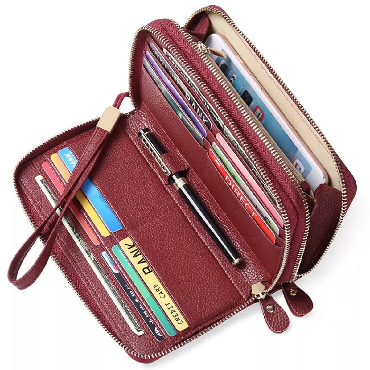 Double Zipper Leather Wallet by Partner Label