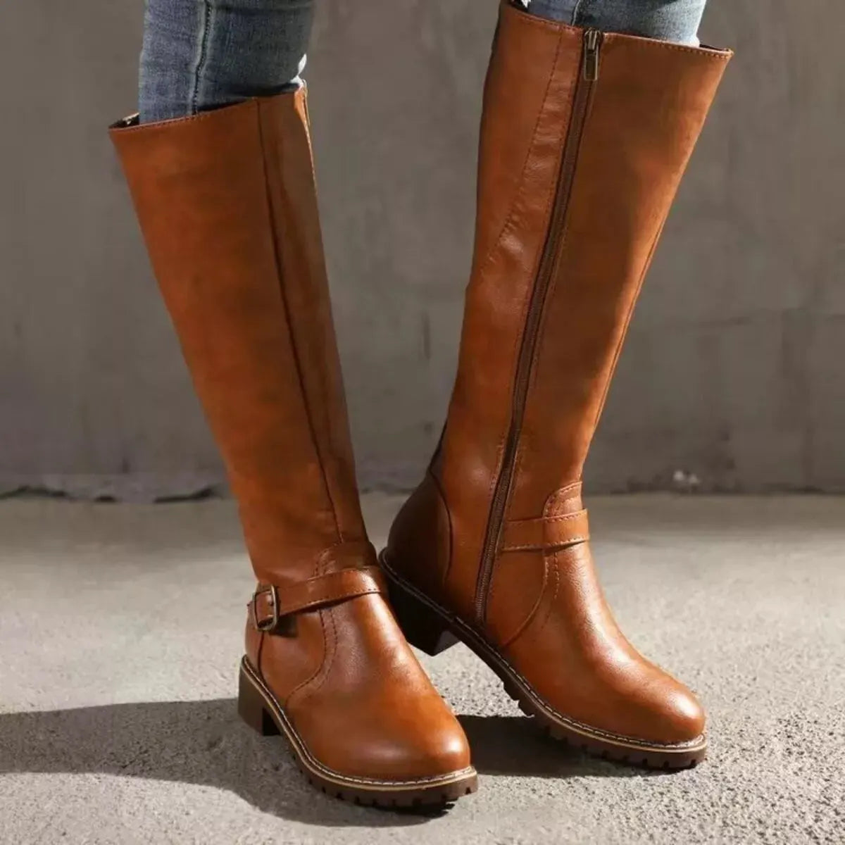 Round Toe Block Heels Boots by Partner Label
