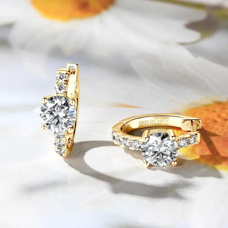 2.36 Carat Moissanite Zircon 925 Sterling Silver Hoop Earrings by Partner Label