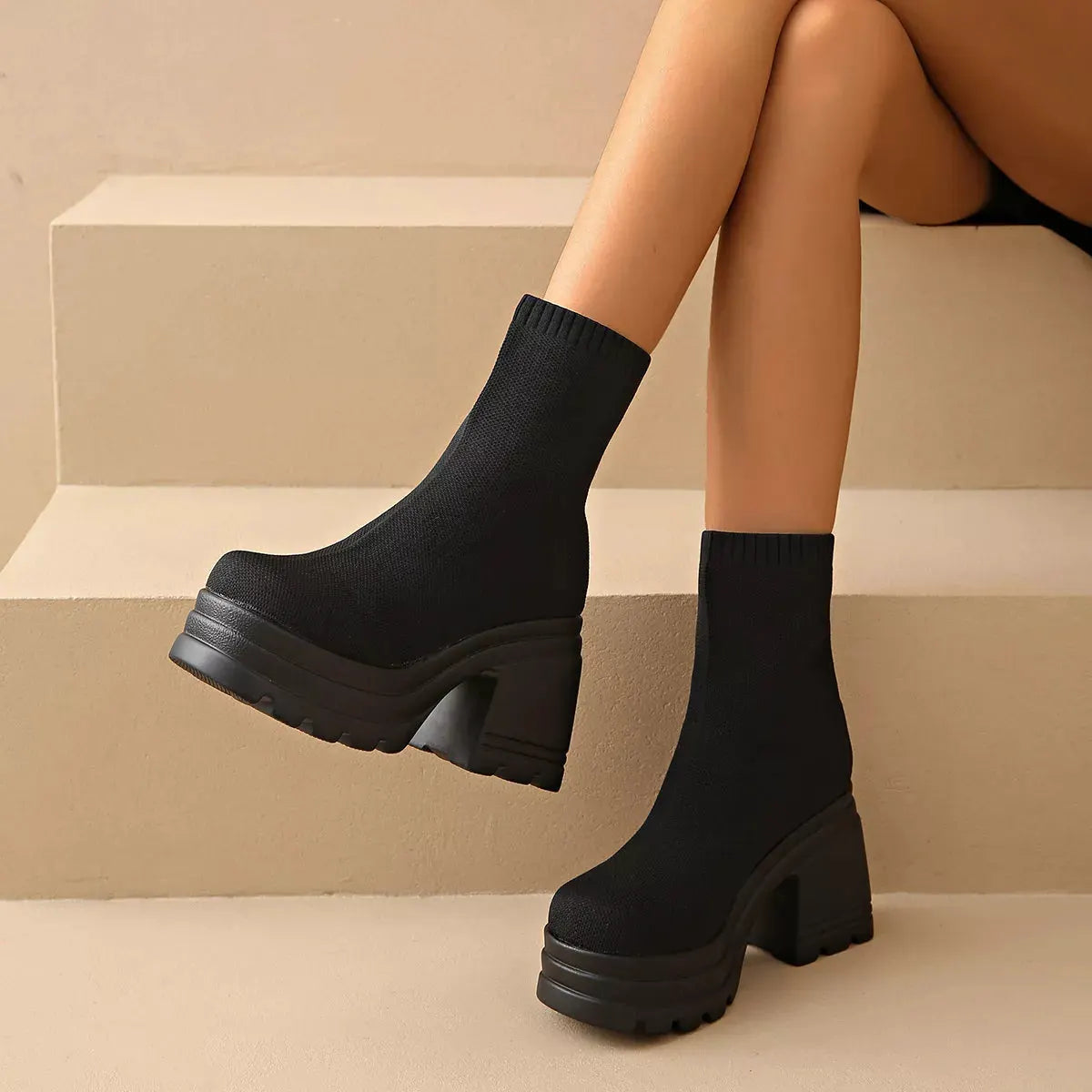 Round Toe Block Heels Boots by Partner Label
