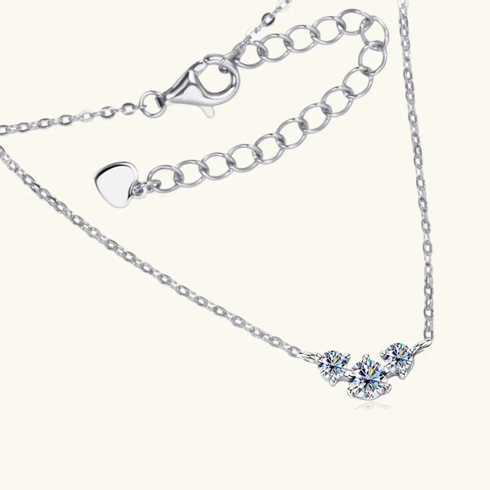 925 Sterling Silver Inlaid Moissanite Necklace by Partner Label