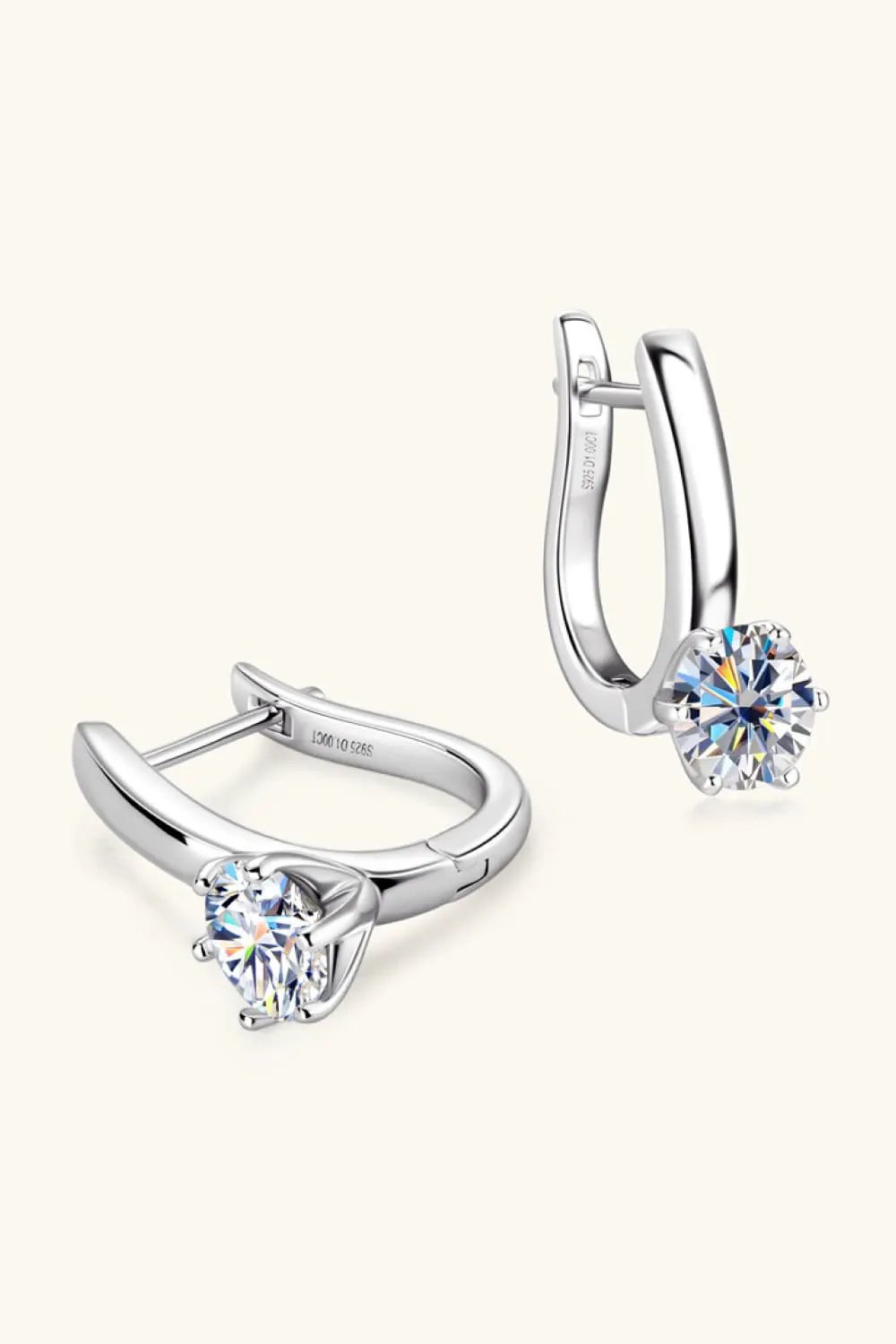 2 Carat Moissanite 925 Sterling Silver Earrings by Partner Label