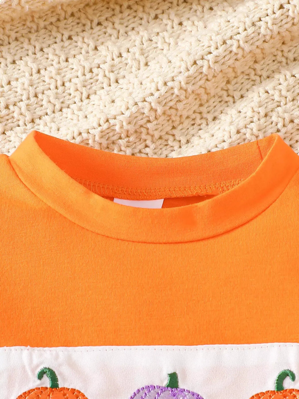 Children's Halloween Pumpkin Long Sleeve Top and Spiderweb Bell Bottom Set by Trendsi