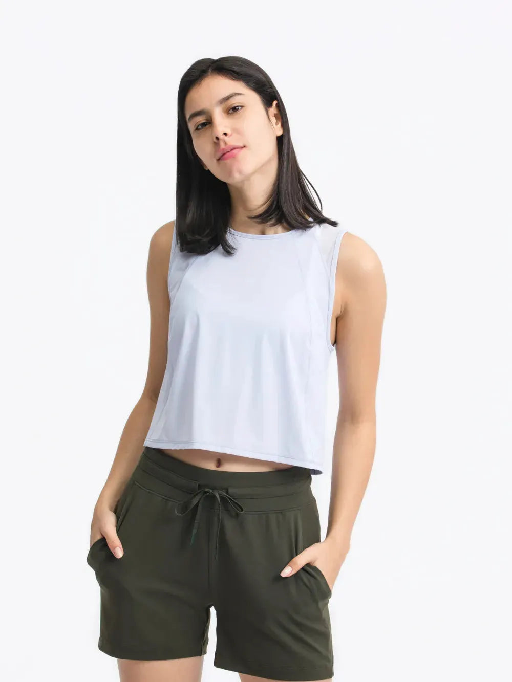 Millennia Round Neck Cropped Active Tank by Millennia
