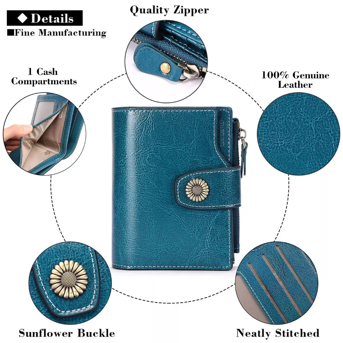 Vintage Style Leather Bifold Wallet by Partner Label