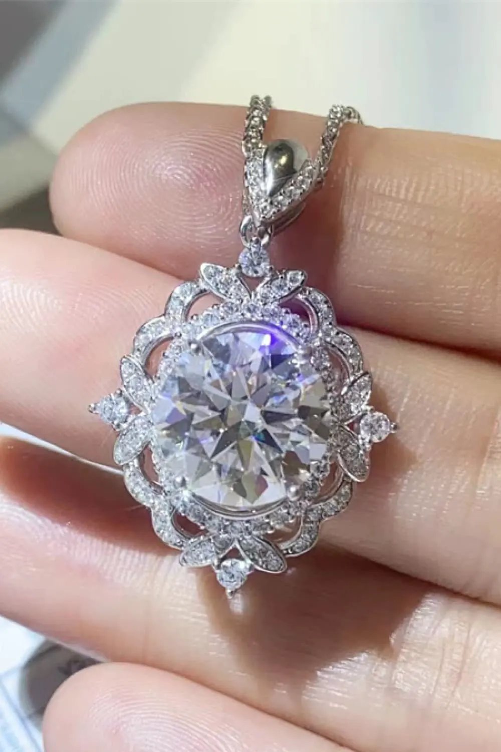 5 Carat Moissanite 925 Sterling Silver Necklace by Partner Labels
