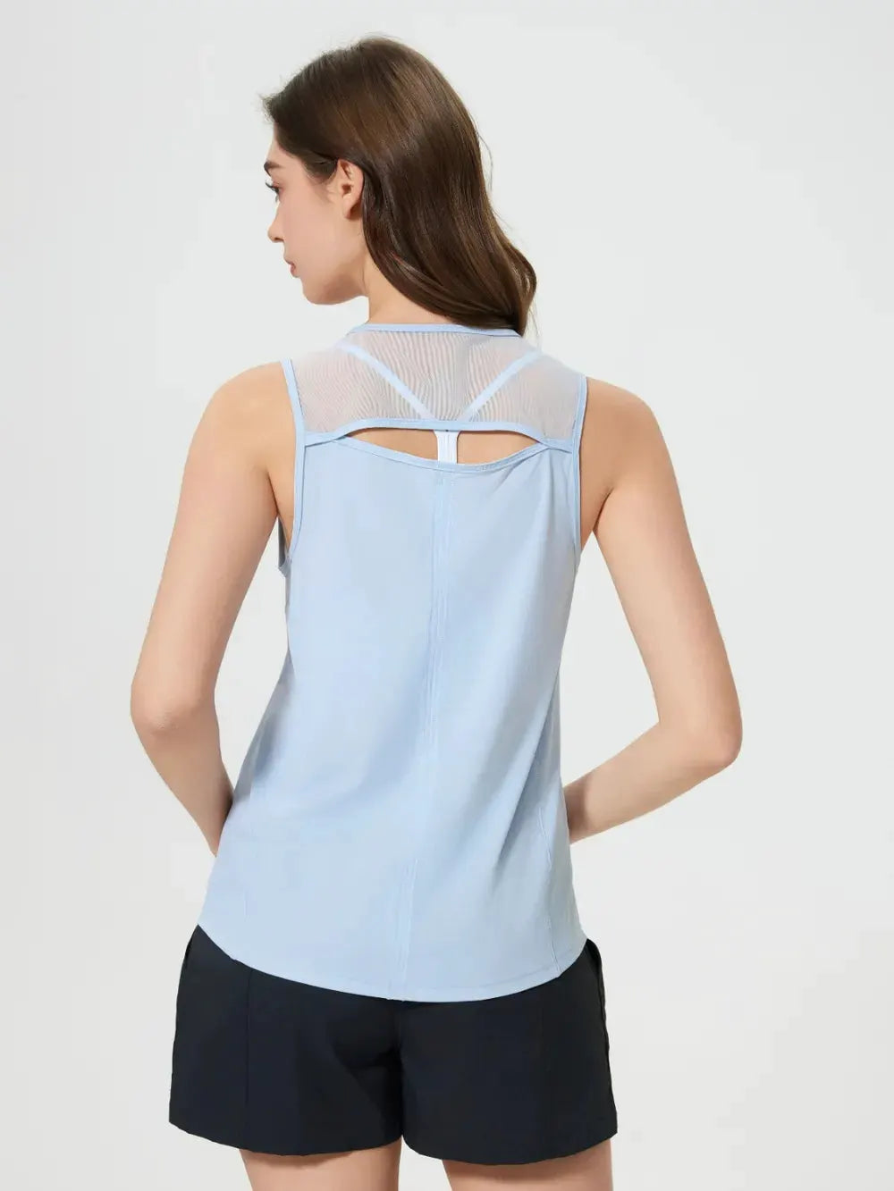 Millennia Cutout Back Round Neck Active Tank by Millennia