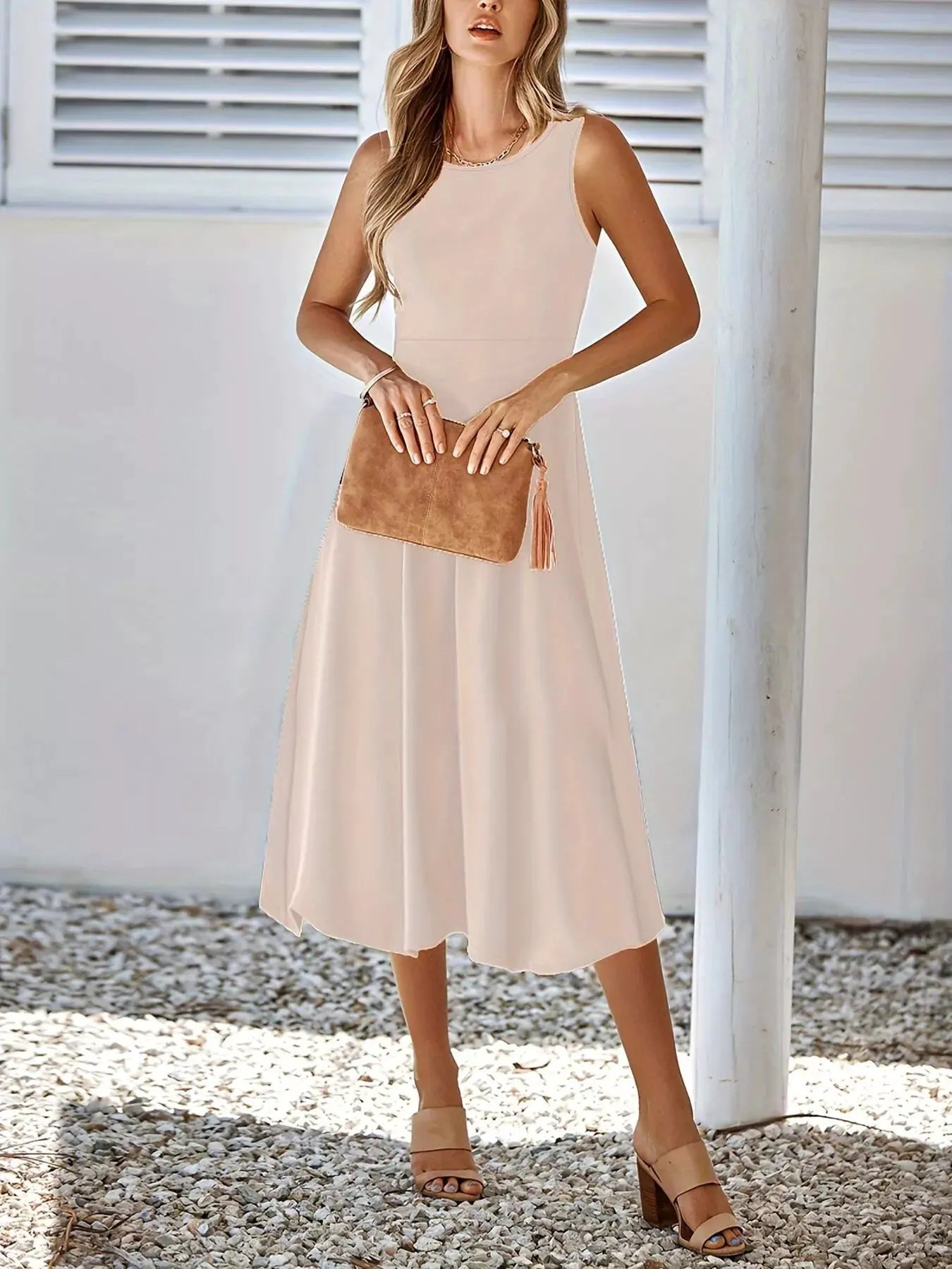 Sleeveless A-Line Midi Dress by Partner Label