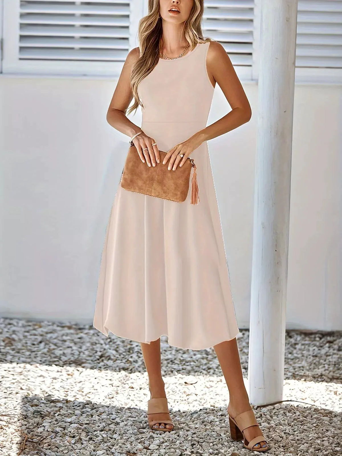 Sleeveless A-Line Midi Dress by Partner Label