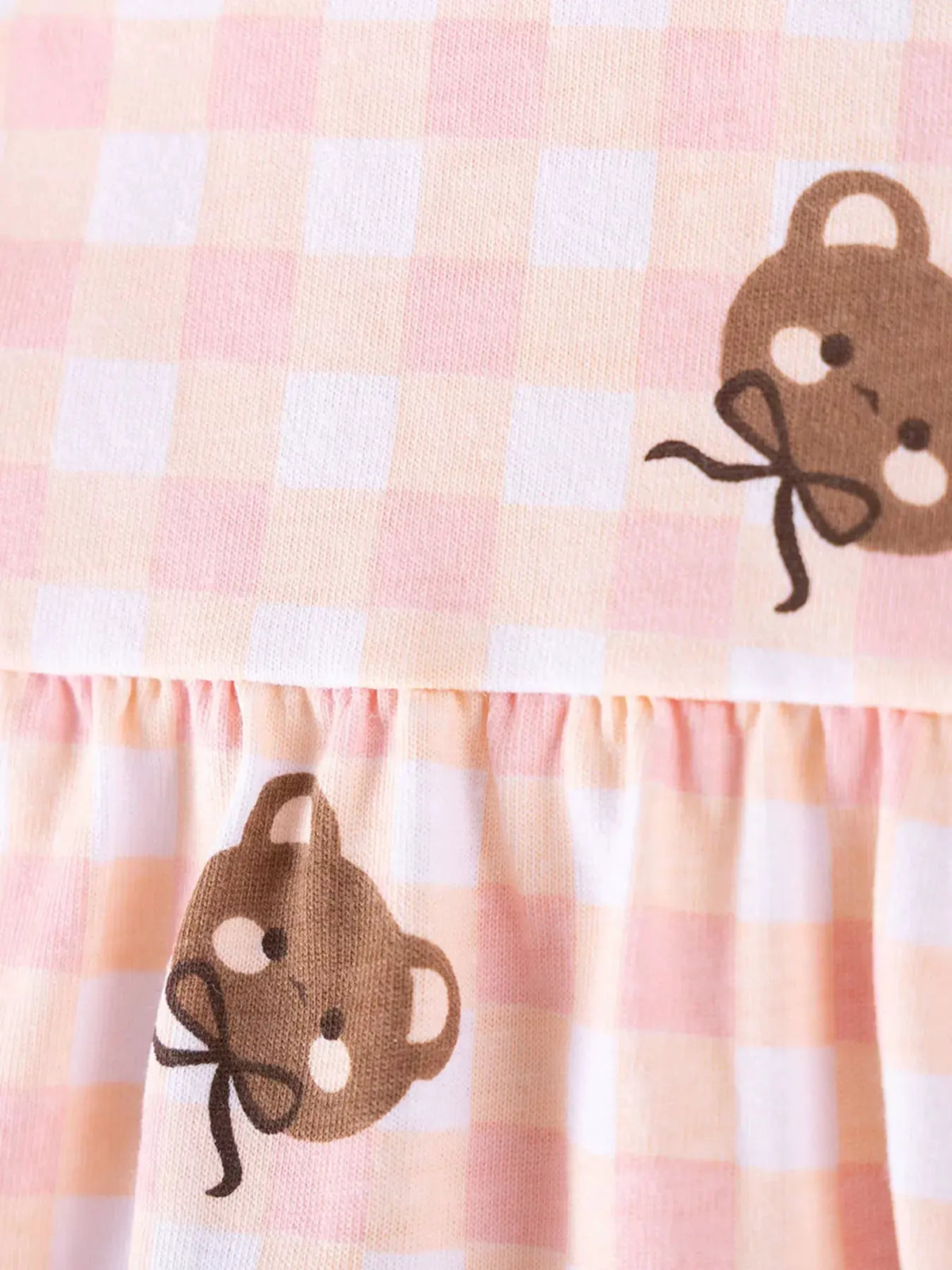Children's Gingham Bear Print Peplum Top and Leggings Set by Trendsi