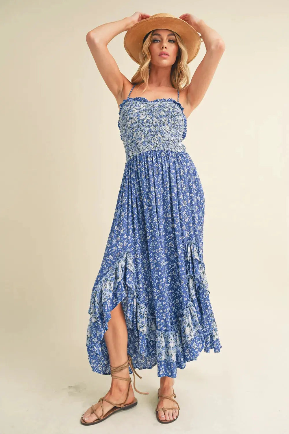Aemi + Co Ditsy Floral Ruffled Hem Maxi Cami Dress by Partner Label