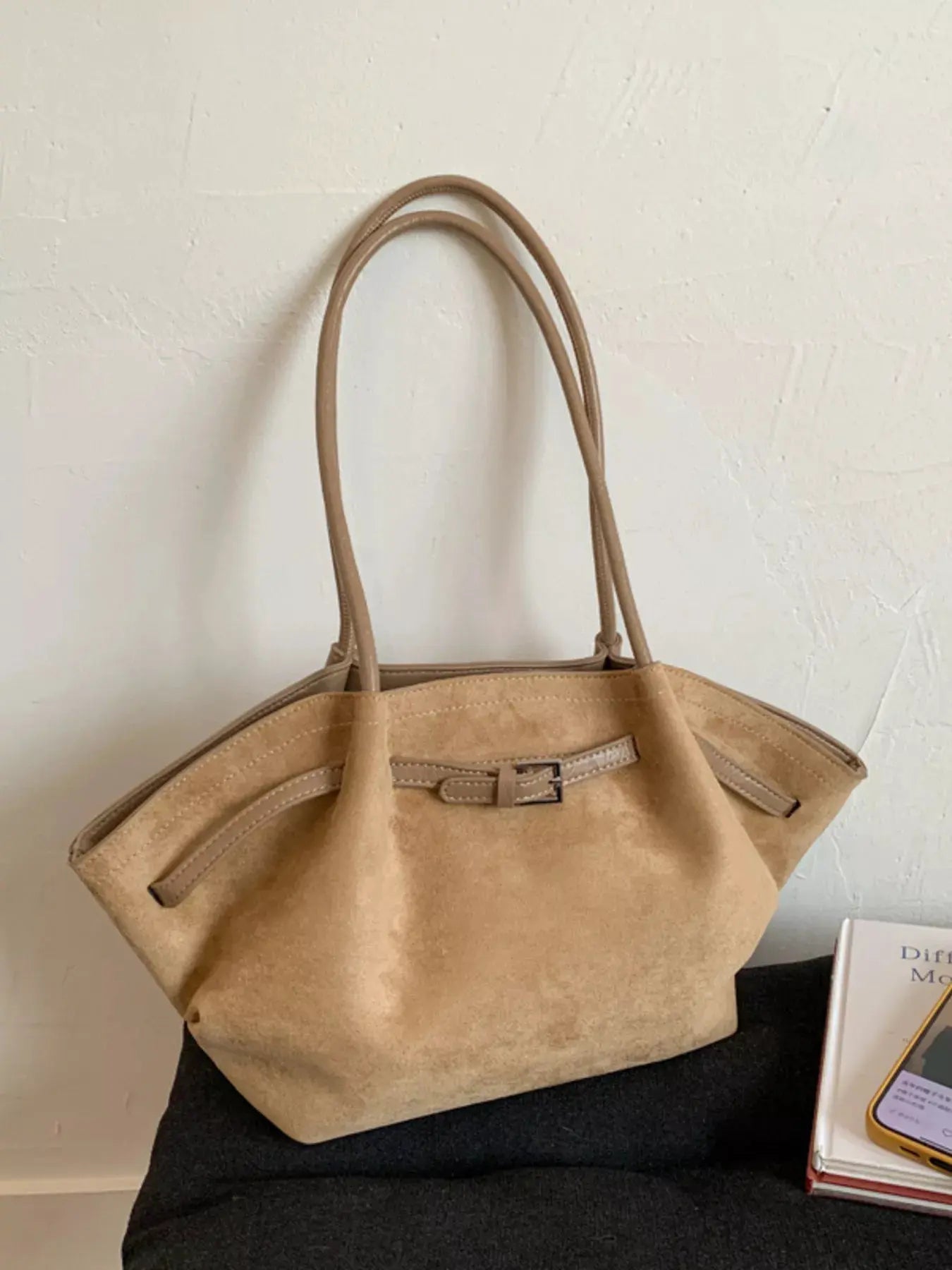 Solid Color Buckle Tote Bag by Partner Label