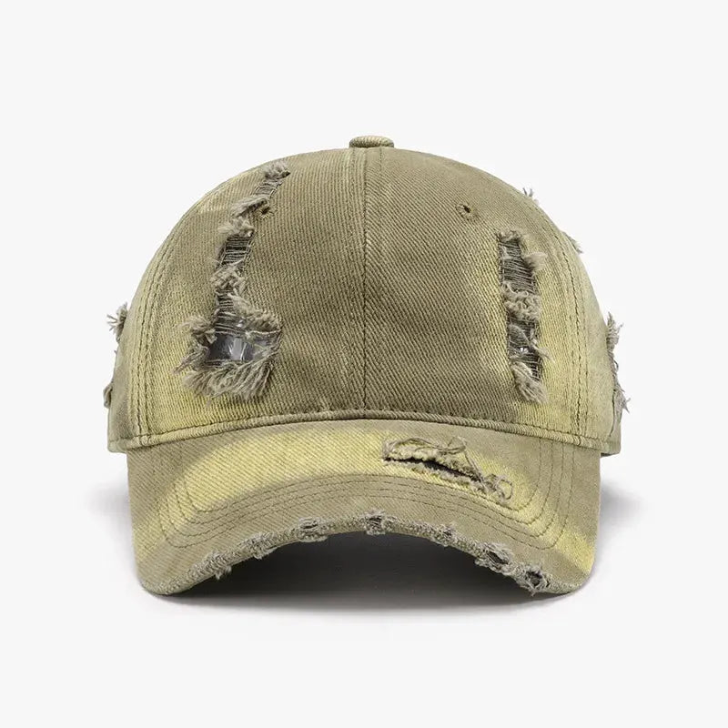 Distressed Adjustable Cotton Baseball Cap by Partner Label