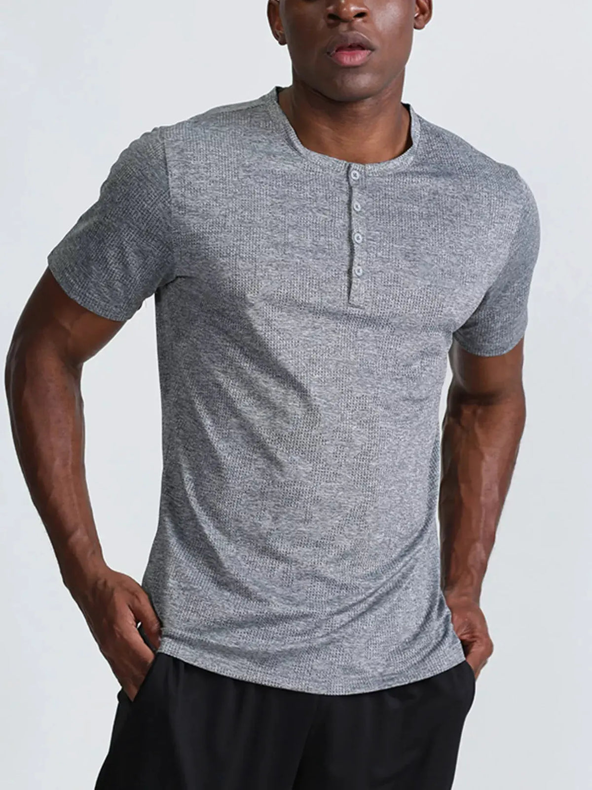Men's Plus Size Lightweight Henley Active T-Shirt by Partner Label