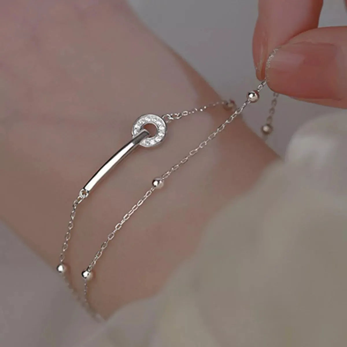 925 Sterling Silver Double Layered Bracelet by Partner Label