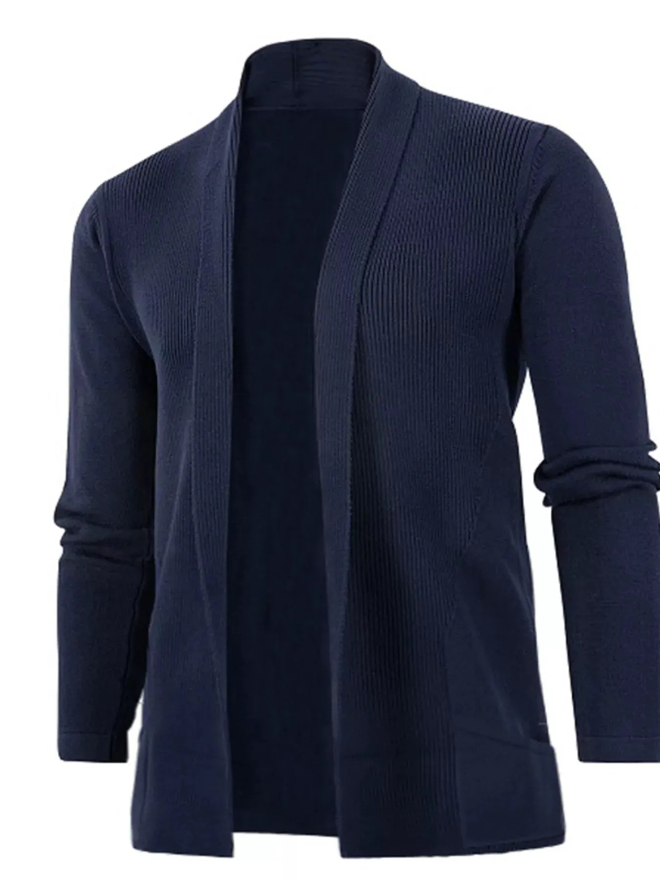 Men's Plus Size Long Sleeve Open Front Cardigan by Trendsi