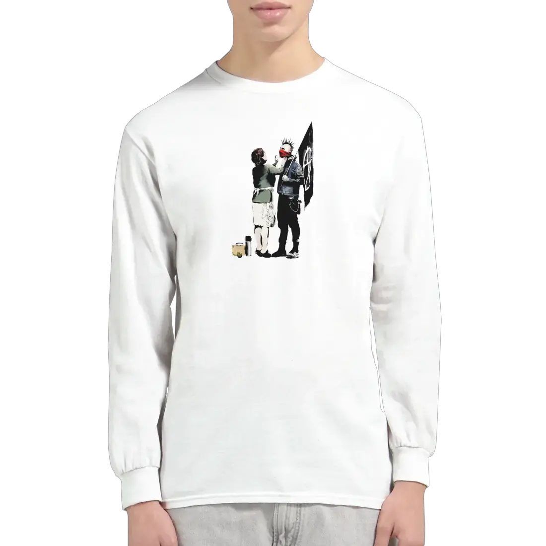 Banksy Anarchist Punk And His Mother Art Long Sleeve Shirt by Art-O-Rama Shop