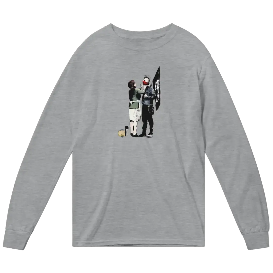Banksy Anarchist Punk And His Mother Art Long Sleeve Shirt by Art-O-Rama Shop