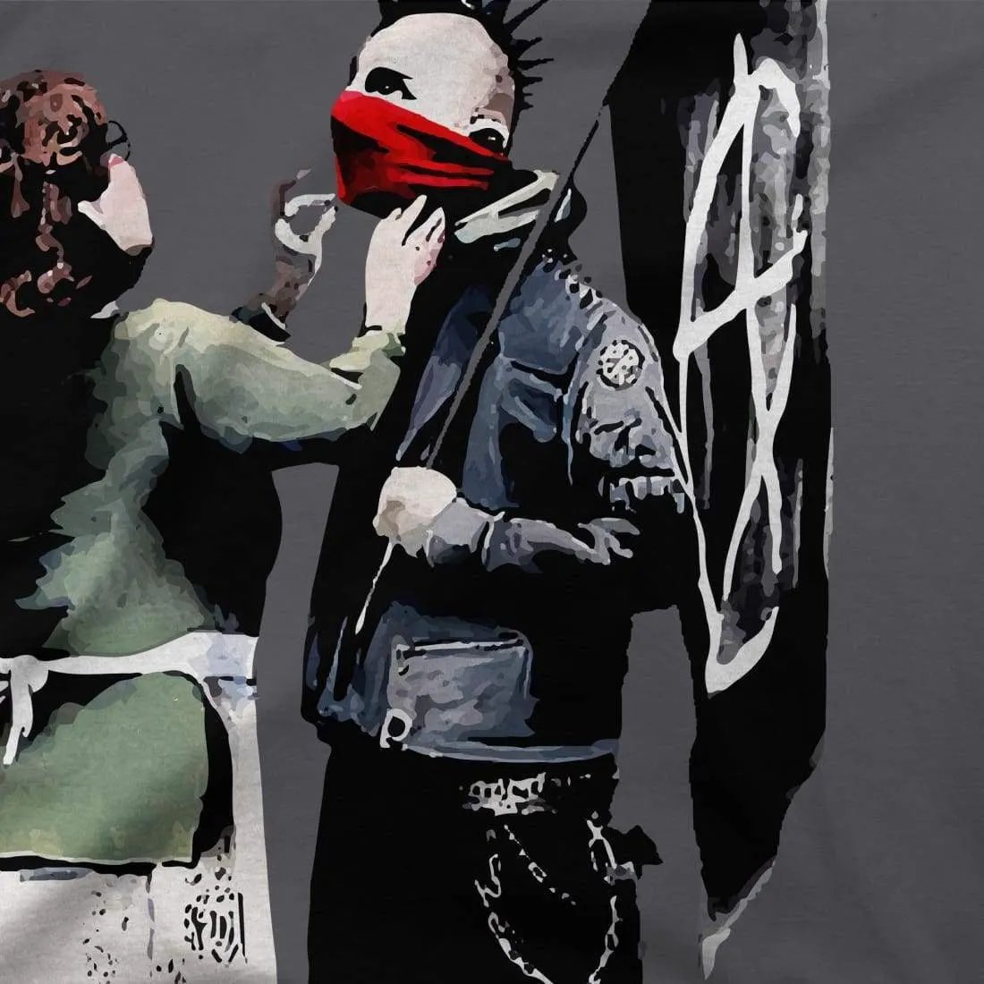Banksy Anarchist Punk and His Mother artwork t-shirt by Art-O-Rama Shop