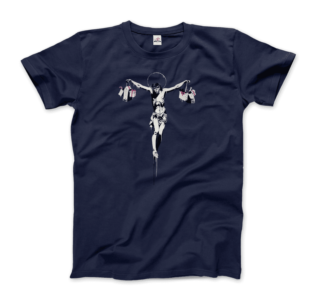 Banksy Christ with Shopping Bags street art t-shirt by Art-O-Rama Shop