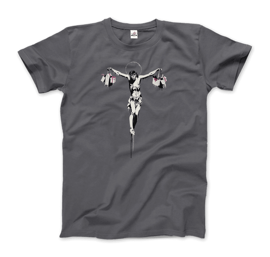 Banksy Christ with Shopping Bags street art t-shirt by Art-O-Rama Shop