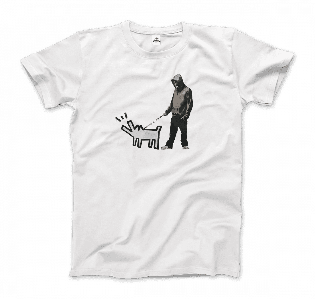 Banksy Dog Walker artwork t-shirt by Art-O-Rama Shop