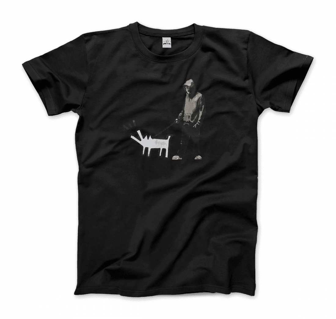 Banksy Dog Walker artwork t-shirt by Art-O-Rama Shop