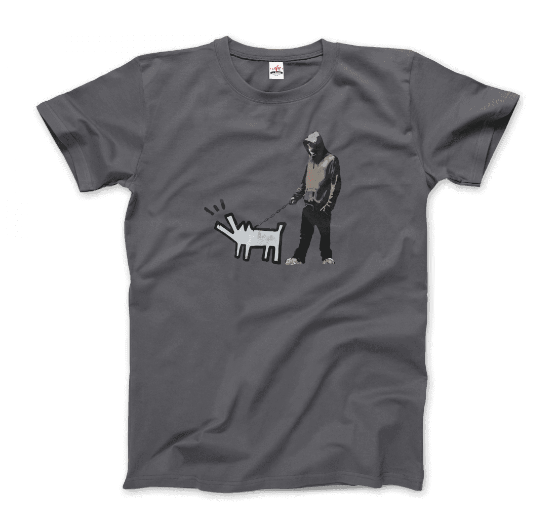 Banksy Dog Walker artwork t-shirt by Art-O-Rama Shop