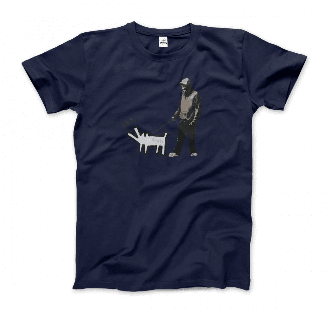 Banksy Dog Walker artwork t-shirt by Art-O-Rama Shop