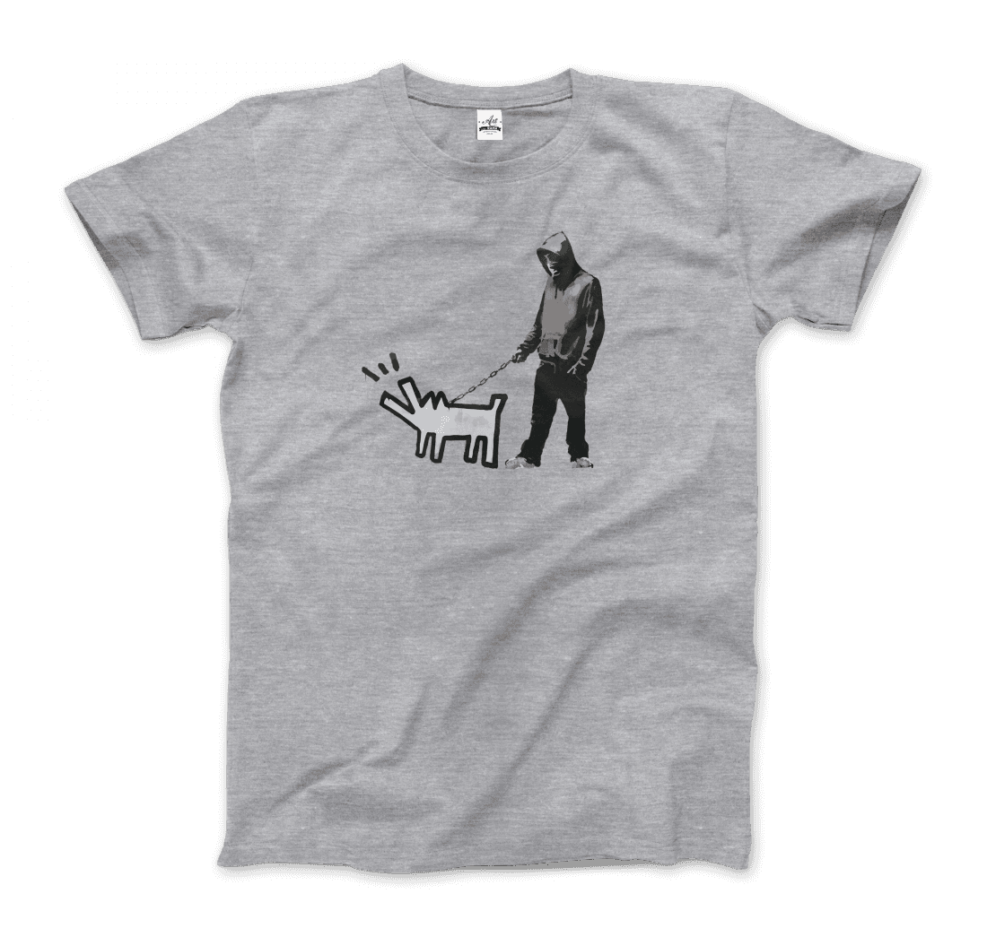 Banksy Dog Walker artwork t-shirt by Art-O-Rama Shop