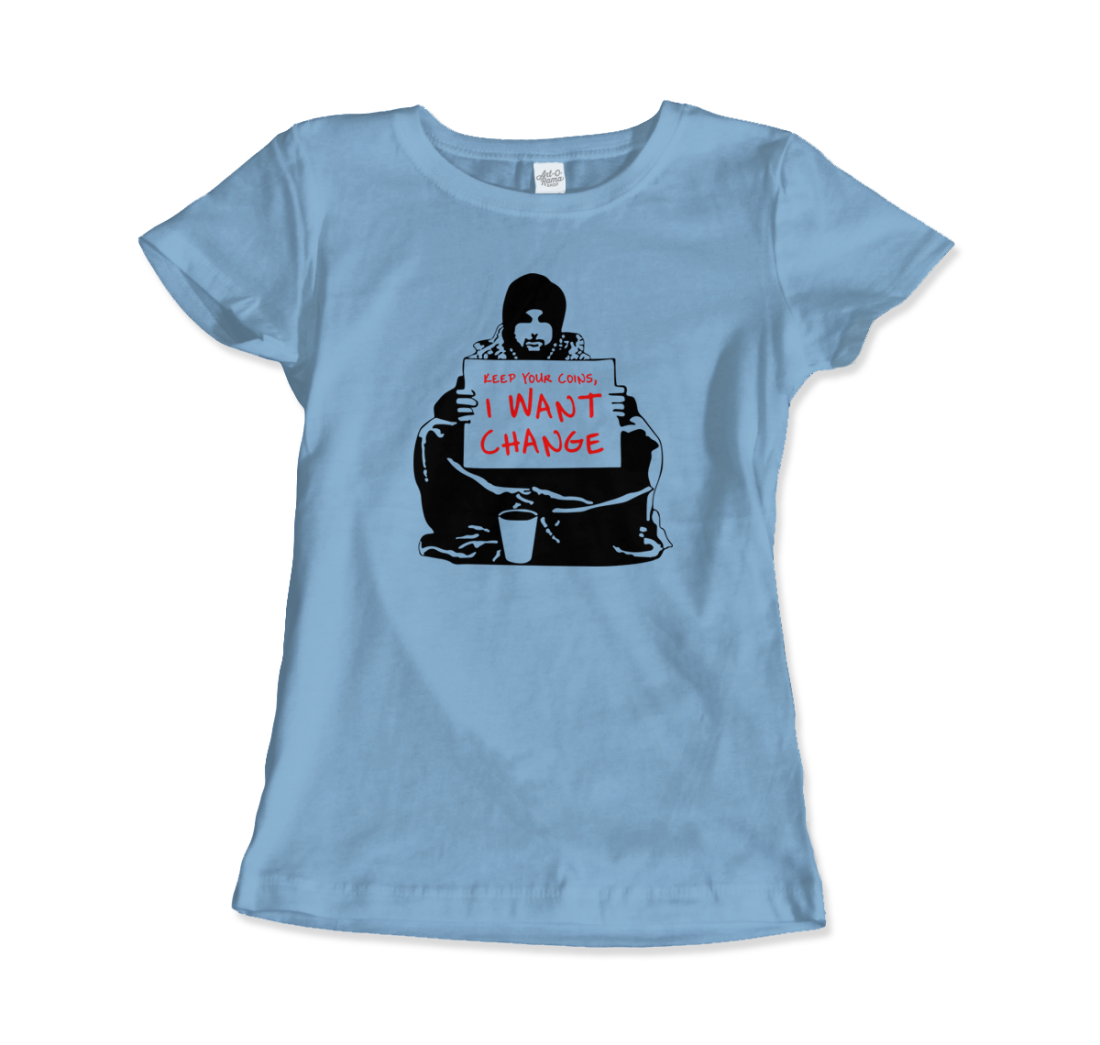 Banksy I Want Change artwork t-shirt by Art-O-Rama Shop