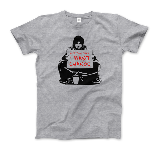 Banksy I Want Change artwork t-shirt by Art-O-Rama Shop