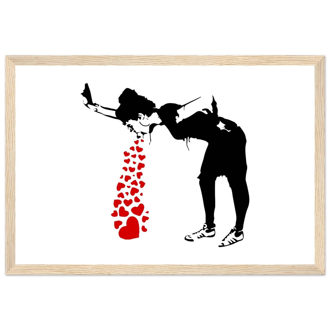 Banksy Lovesick Girl Throwing up Hearts artwork poster by Art-O-Rama Shop